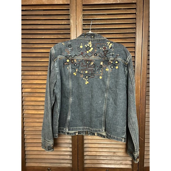 CHICOS Denim Jacket with Embroidered Accents (Size 2) - Picture 9 of 10